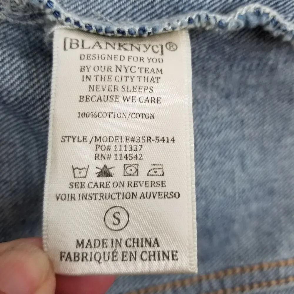 Blank NYC Women's Cropped Distressed Denim Jean Trucker Jacket Size Small